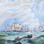 AF003 The Channel fleet in heavy weather - Canvas Painting 